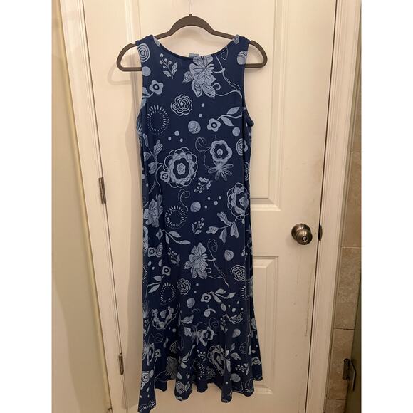 Fresh Produce Vintage 100% Cotton Floral Sleeveless Boho Chic Flowy M Blue Dress - Picture 2 of 7